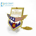 Manufacturer custom metal 3D enamel fantasy sword eagle award sports army sheriff star military medal with short ribbon